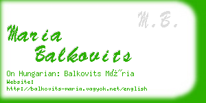 maria balkovits business card